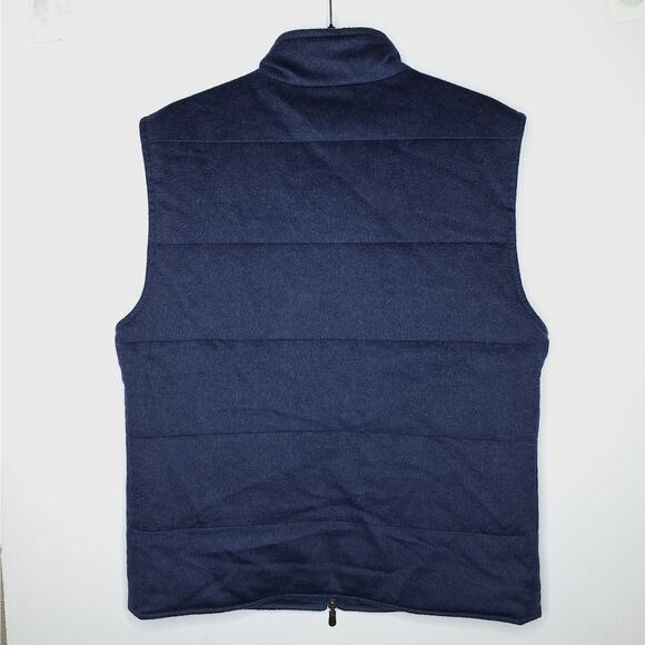 J. Hilburn Wool Puffer Vest 41R Medium Large Reversible Navy Blue Full Zip - Picture 10 of 11